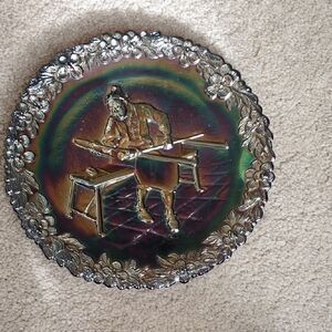 Vintage 1970 Carnival Glass Plate